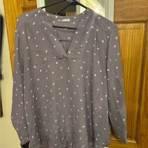 Lush Lavender Blouse with White Accents